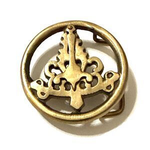 Vintage 1970s Solid Brass Sextant Belt Buckle Nautical Sailing Moving Arm 2 1/4"